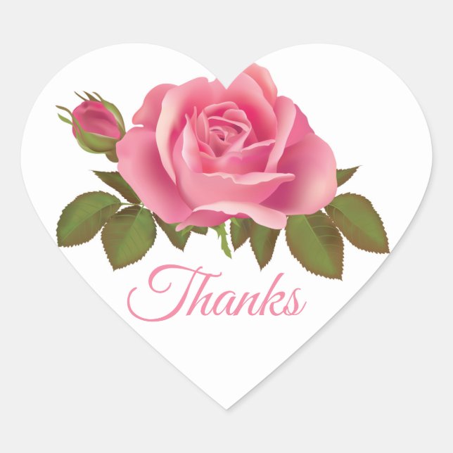 Sticker Cœur Fête de mariage à fleurs de Merci rose (Devant)