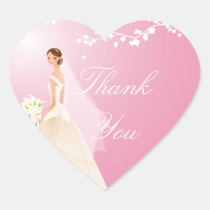 Sticker Coeur Fête des mariées Bride Rose
