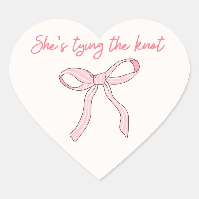 Sticker Cœur Fête des mariées Coquette Rose Bow Favoriser (Devant)