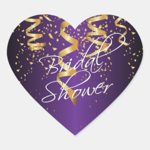 Sticker Cœur Fête des mariées de Confetti en or violet métalliq