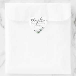 Sticker Cœur Fête des mariées Merci Eucalyptus aquarelle