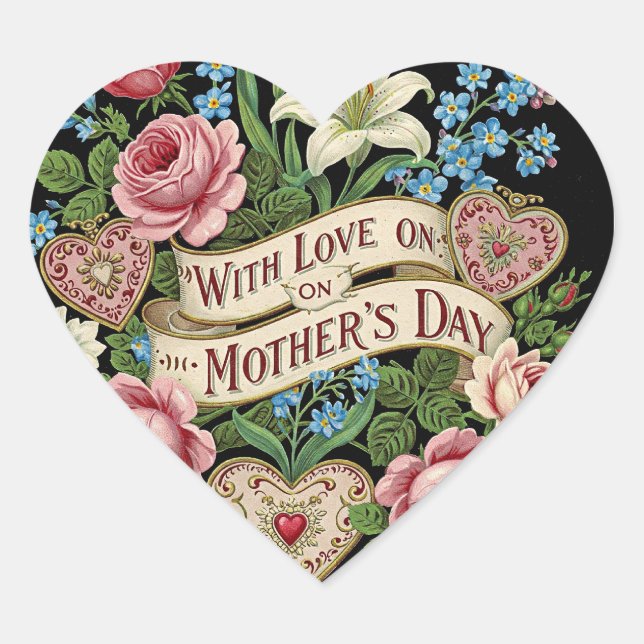 Sticker Cœur Fête des mères avec amour (Devant)