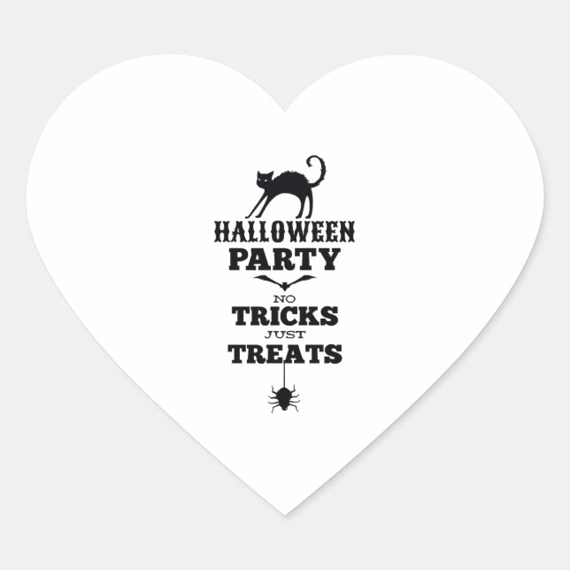 Sticker Cœur Fête d'Halloween pas de friandises juste des trucs (Devant)