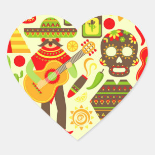 Sticker Cœur Fête mexicaine des morts Mexique