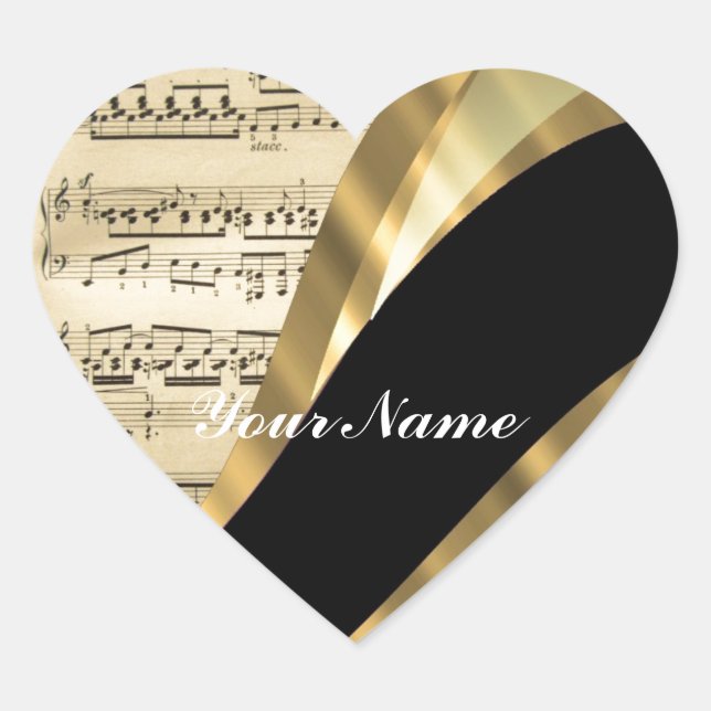Sticker Cœur Feuille de musique élégante (Devant)