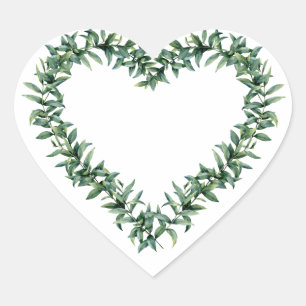 Sticker Cœur Feuille de verdure botanique rustique