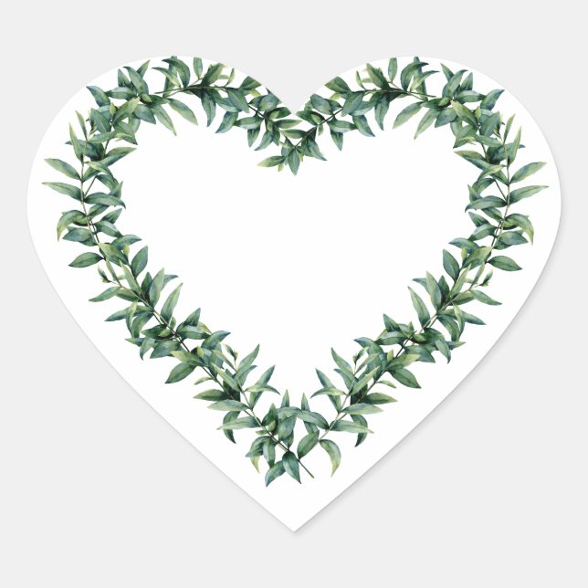 Sticker Cœur Feuille de verdure botanique rustique (Devant)