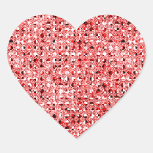 Sticker Cœur Feuilles d'autocollants Coeur Effet Séquin Rouge