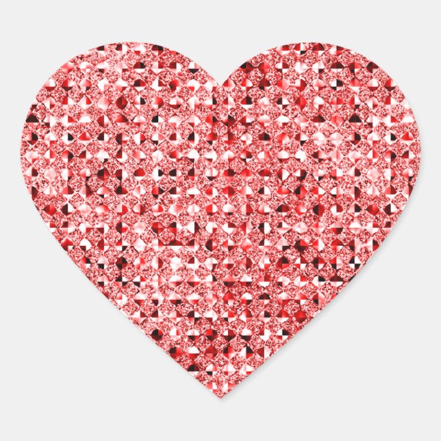 Sticker Cœur Feuilles d'autocollants Coeur Effet Séquin Rouge (Devant)