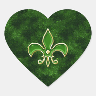 Sticker Cœur Feuilles d'autocollants Emerald Green Fleur de Lis