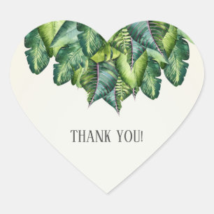 Sticker Cœur Feuilles de jungle tropicale verte botanique maria