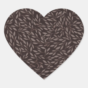 Sticker Cœur Feuilles roses mauves au chocolat Mariage botaniqu