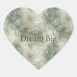 Sticker Cœur Feuilles verts tropicaux