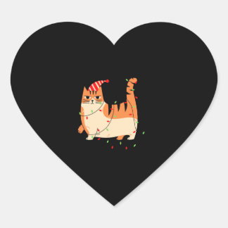 Sticker Cœur Feux de Noël de chat