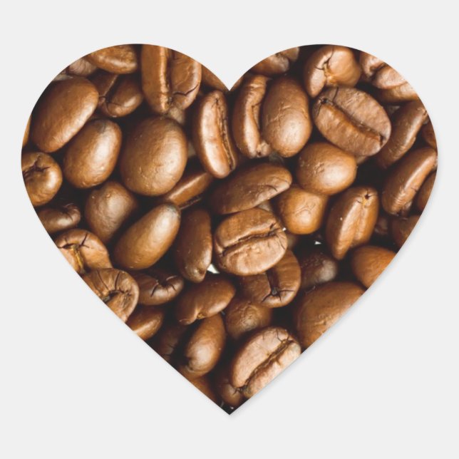 Sticker Cœur Fèves de café Nom personnalisable (Devant)