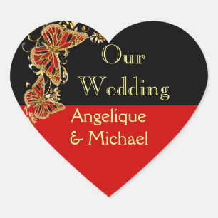 Sticker Cœur Fiançailles mariage rouge