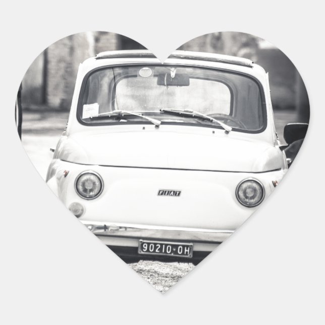 Sticker Cœur Fiat 500, Cinquecento en Italie (Devant)