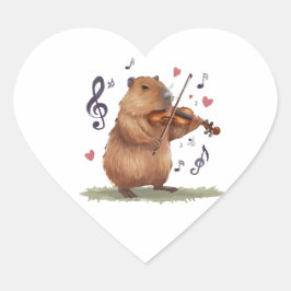 Sticker Cœur fiddler capybara