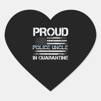 Sticker Cœur Fière Oncle De Police En Quarantaine Police Drapea