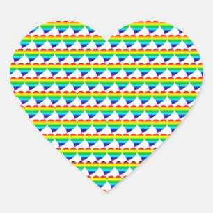 Sticker Cœur Fierté arc-en-ciel lgbt coeurs motif blanc arriè