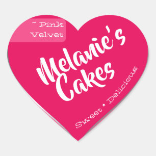 Sticker Cœur Fille brillante rose pâtisserie personnalisée Emba