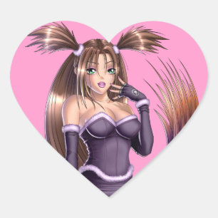 Sticker Cœur Fille d'Anime - Nikki