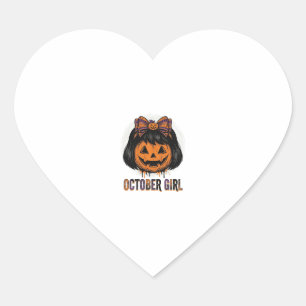 Sticker Cœur Fille d'octobre Citrouille Arc Halloween Vector De
