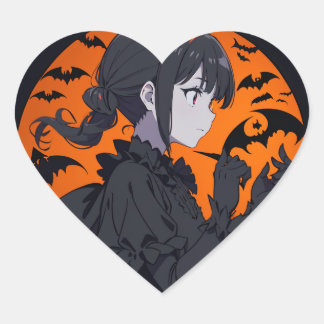 Sticker Cœur fille halloween