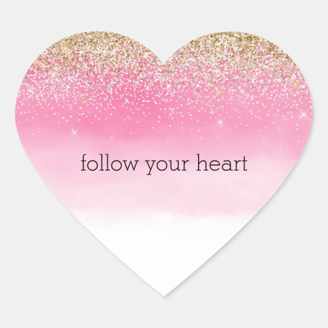 Sticker Cœur Fille or blanc Parties scintillant rose Ombre (Devant)