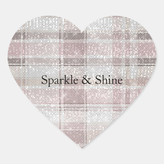 Sticker Cœur Fille Pink Plaid Sparkle (Devant)