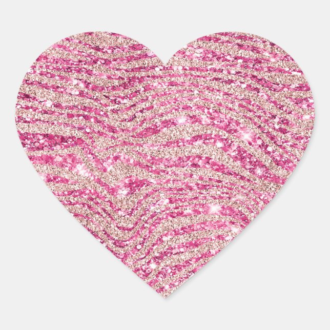 Sticker Cœur Fille rose et Parties scintillant rousse Zebra (Devant)