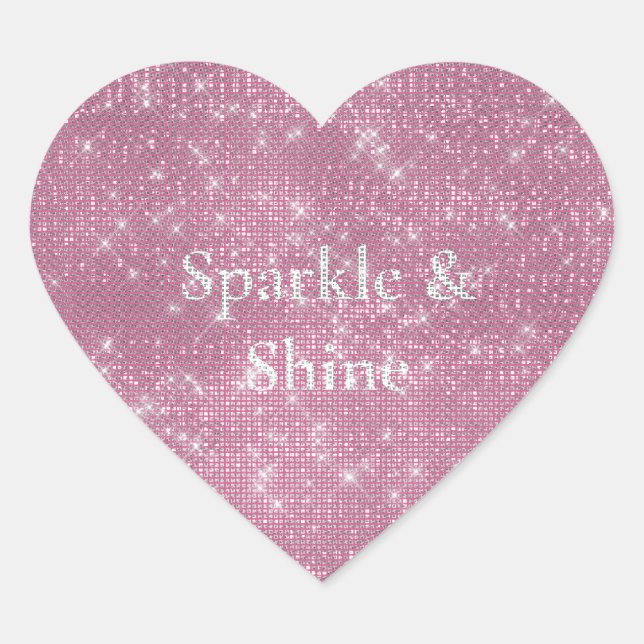 Sticker Cœur Fille rose Glitzy Étincelle (Devant)
