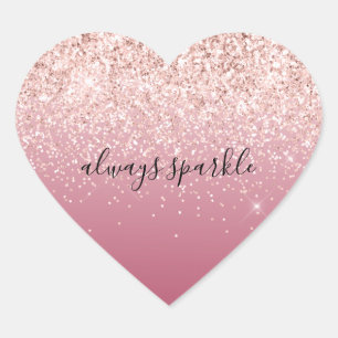 Sticker Cœur Fille rose Parties scintillant étincelante