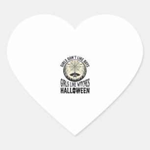 Sticker Cœur Filles comme sorcières Halloween Design Vector Vin