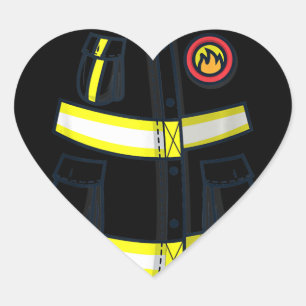 Sticker Cœur Fireman Firefighter Costume Halloween Easy Cosplay