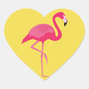 Sticker Cœur Flamant rose