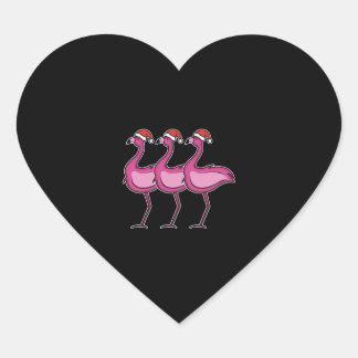 Sticker Cœur Flamant rose Noël