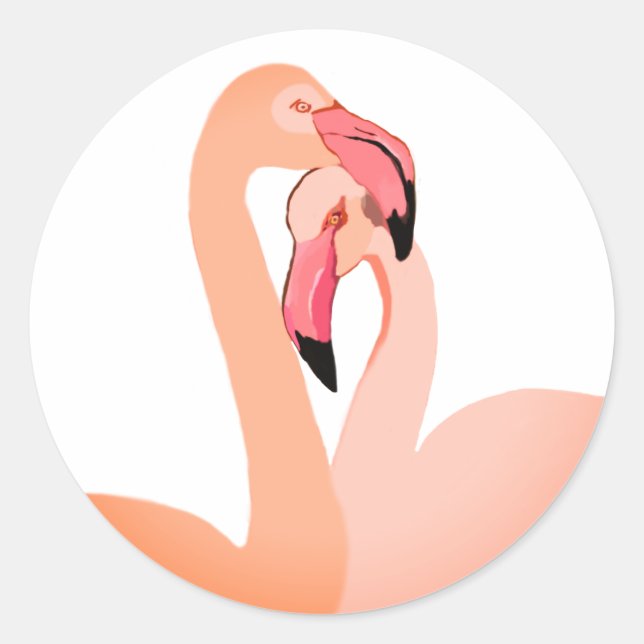 Sticker Coeur Flamant rose rose, Valentine (Devant)