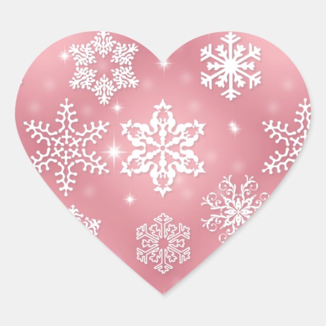 Sticker Cœur Flambeille à neige rose (Devant)