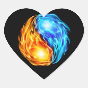 Sticker Cœur Flames jumelles