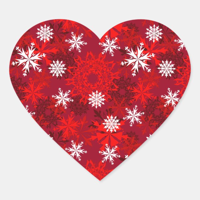 Sticker Cœur Flammes de neige sur arrière - plan rouge (Devant)