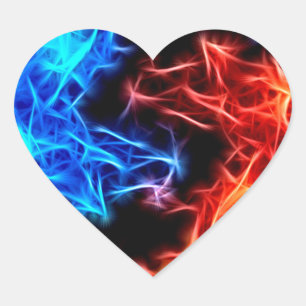 Sticker Cœur flammes du bien et du mal