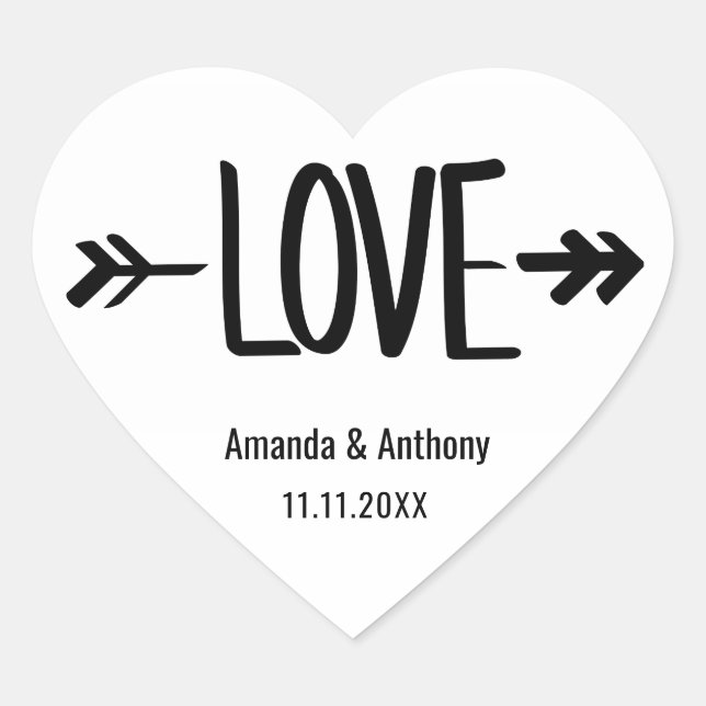 Sticker Cœur Flèche d'amour du coeur moderne Mariage blanc phoq (Devant)