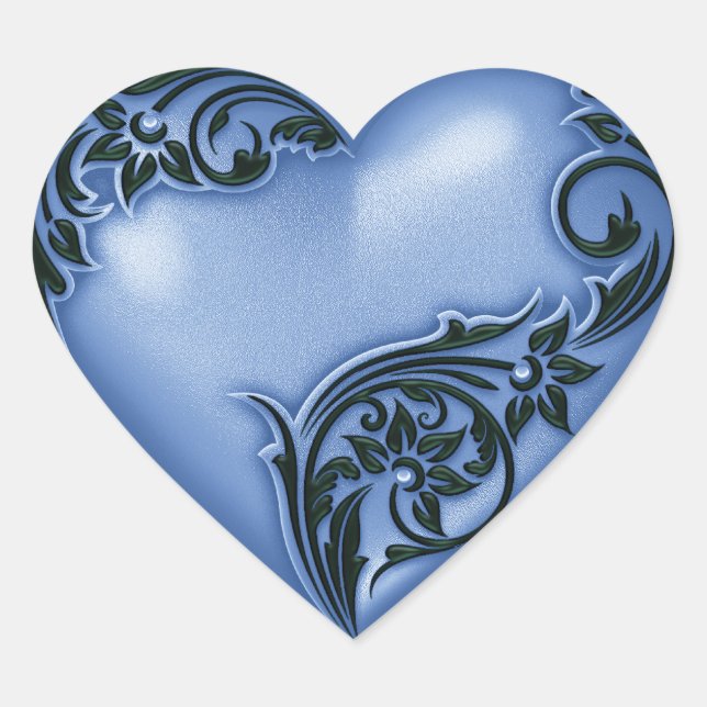 Sticker Cœur Flèche du coeur bleu avec noir (Devant)
