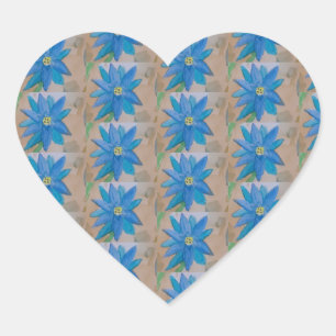 Sticker Cœur Fleur bleue