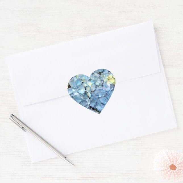 Sticker Cœur Fleur Blue Hydrangea (Enveloppe)