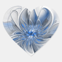 Fleur d'art fractal à l'aquarelle bleu gris abstra