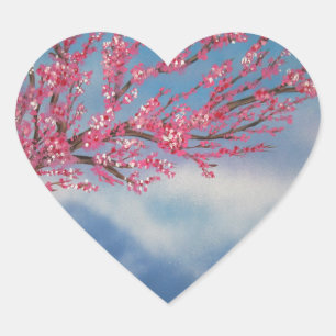 Sticker Cœur Fleur de cerise