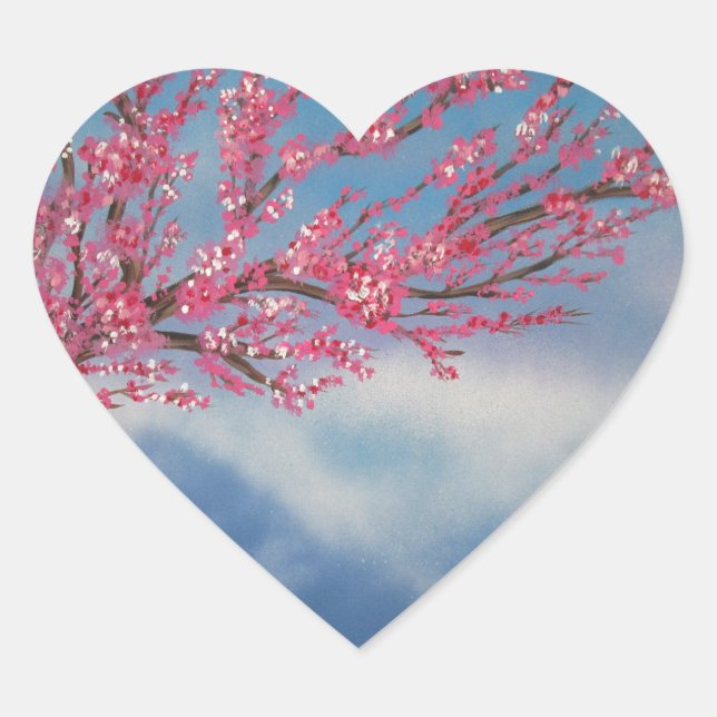 Sticker Cœur Fleur de cerise (Devant)