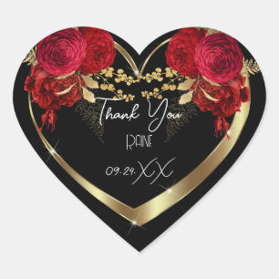 Sticker Cœur Fleur de faveur de remerciement Cœur de mariage do